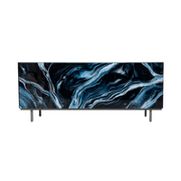 Credenza Nico 3 Door - Art Marmo Deepblue Silver - Graphite