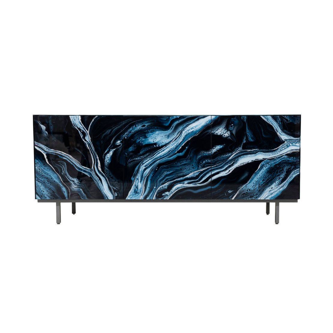 Credenza Nico 3 Door - Art Marmo Deepblue Silver - Graphite