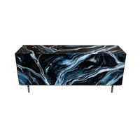 Credenza Nico 3 Door - Art Marmo Deepblue Silver - Graphite