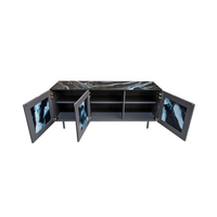 Credenza Nico 3 Door - Art Marmo Deepblue Silver - Graphite