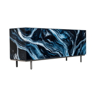Credenza Nico 3 Door - Art Marmo Deepblue Silver - Graphite