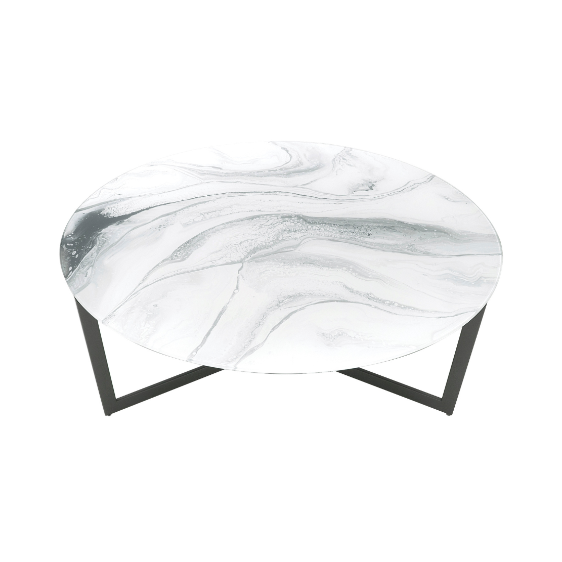 Mesa Drei - Marmo Bianco Argento - Metal Base