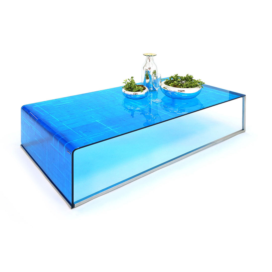 Mesa de Centro L1 - Translucent Electric Blue Hatch