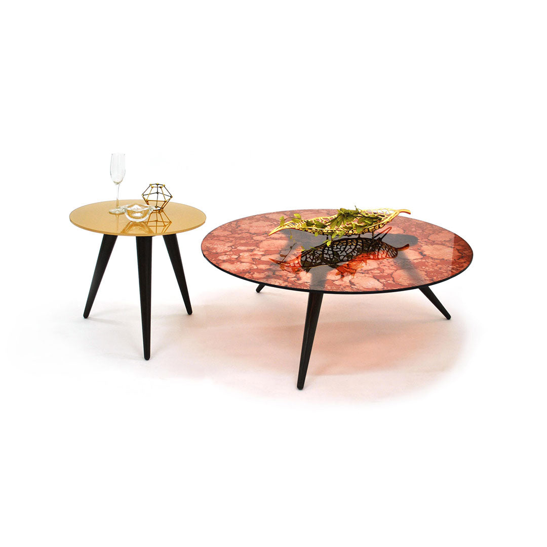 Mesa de Centro Tripod C - Translucent Rust Splotch & Gold