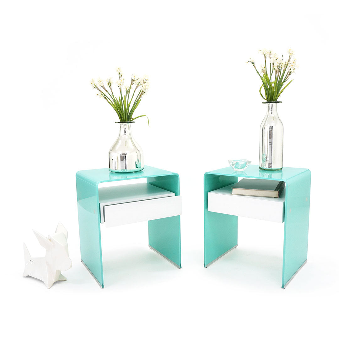 Mesa Lateral Graffetta - Solid Aqua & White