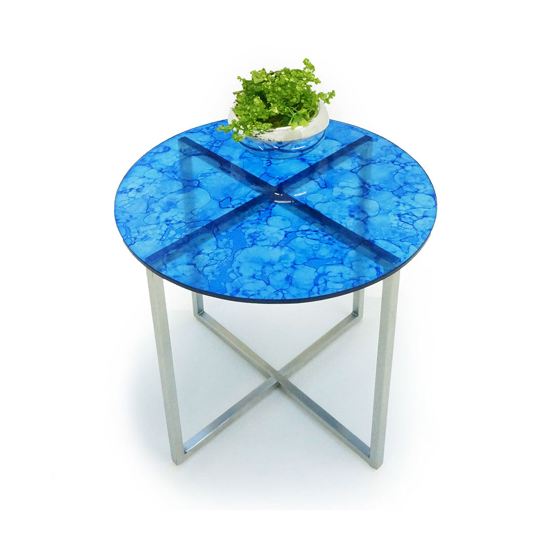 Mesa Lateral Null - Translucent Electric Blue Splotch