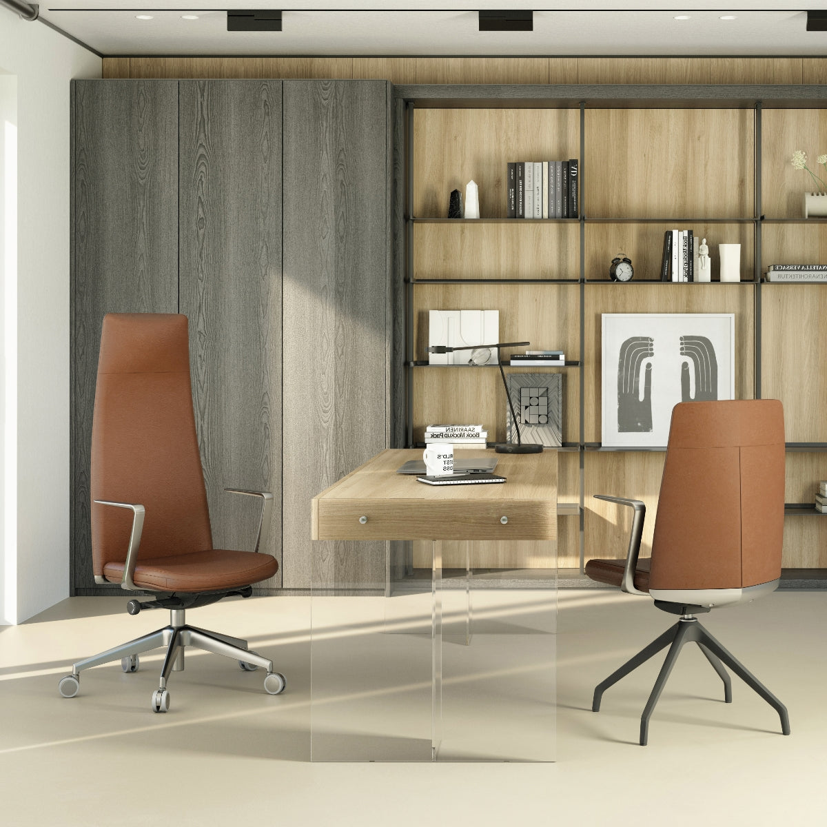 Sillón Lorenzo Alto Piel Aluminio (RE-5050-AL)