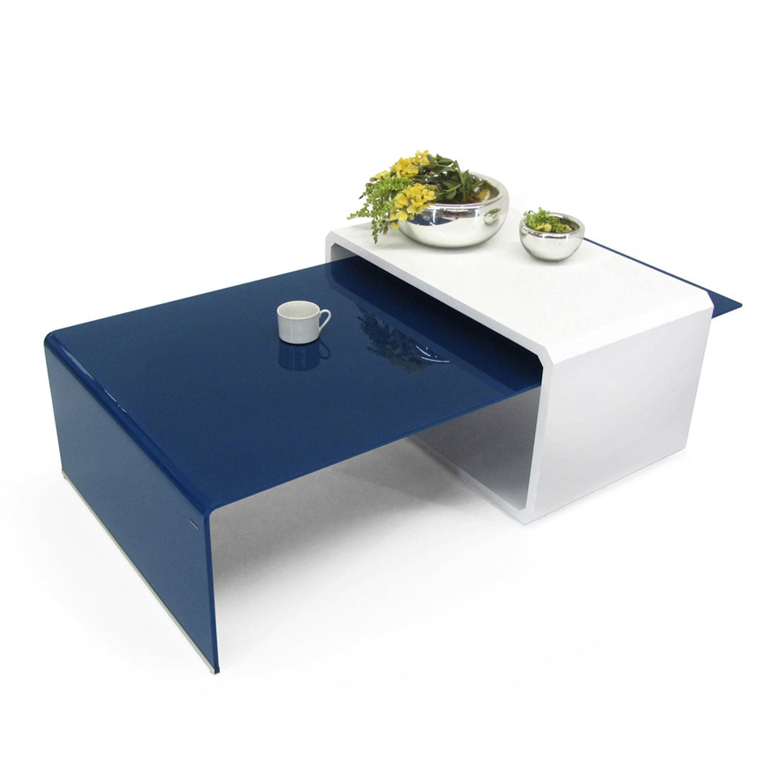 Mesa de Centro L2 - Solid Royal Blue + White Wood