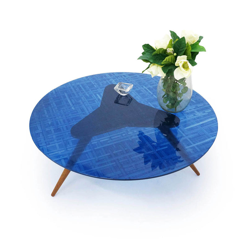 Mesa de Centro Tripod C - Translucent Royal Blue Hatch