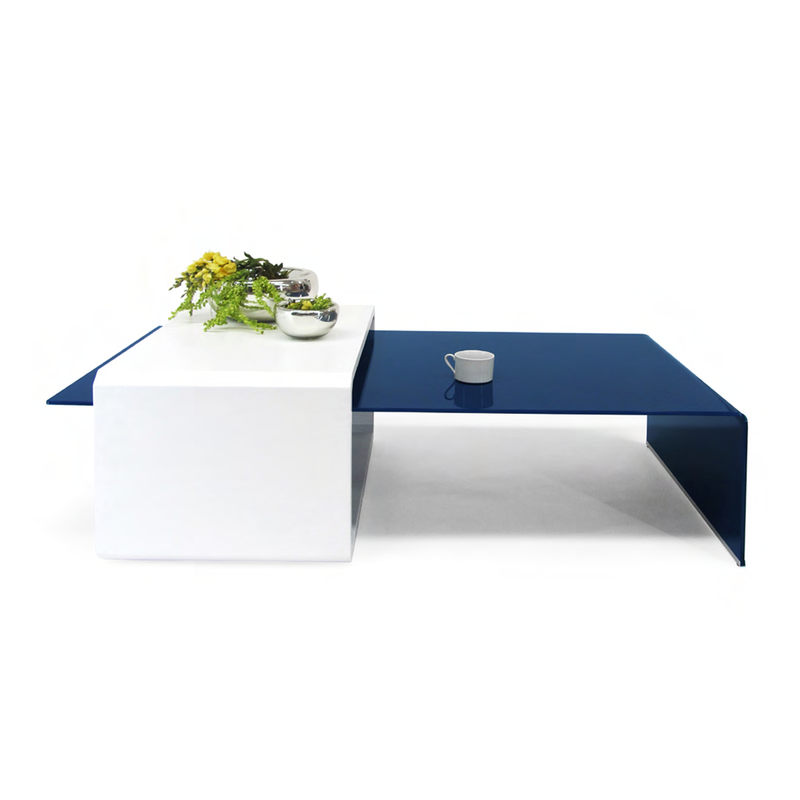 Mesa de Centro L2 - Solid Royal Blue + White Wood
